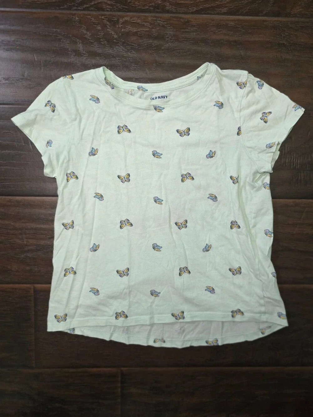 Old Navy Girls Green Butterfly Print Softest Tee Short Sleeve XL